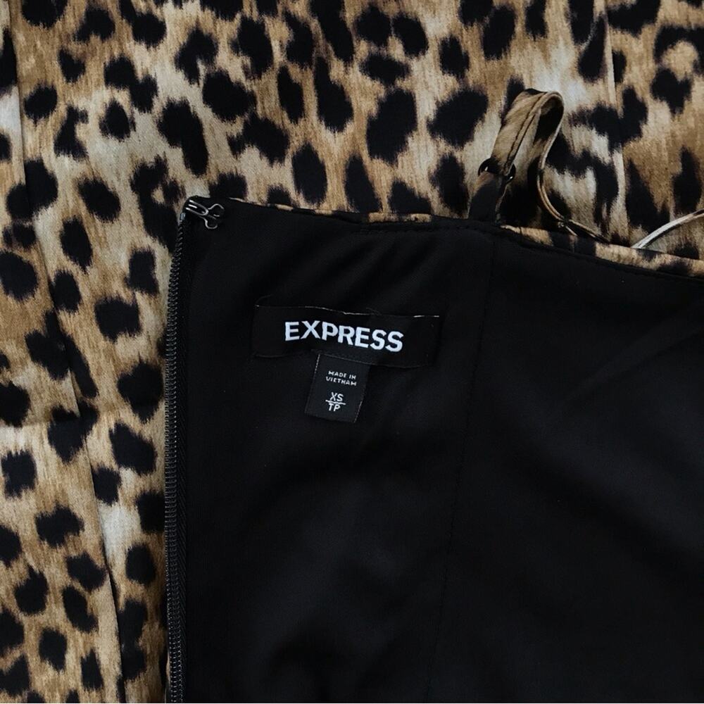 Express Leopard Animal Print Slip Midi Brow & Bla… - image 8
